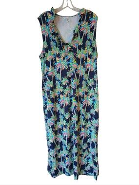 Lulu-B Colorful Palm Tree Print Sleeveless V-Neck Dress Size 1X